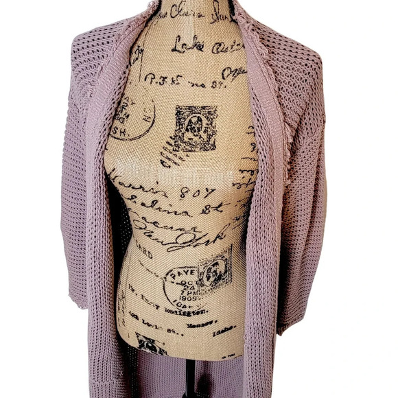 FREE PEOPLE Women's Draped Open Front Fringe Cotton Sweater Duster Blush Size XS - Picture 7 of 15